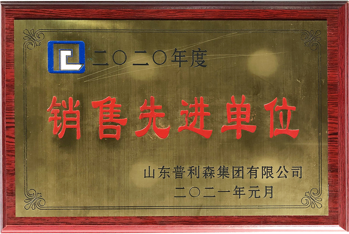 山東普利森集團(tuán)有限公司2020年度銷售先進(jìn)單位